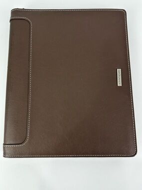 Day Runner Brown Zippered 3 Ring Notebook Binder with Card Slots READ